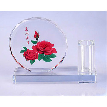 Crystal Round con girasoles Crystal Pen Holder